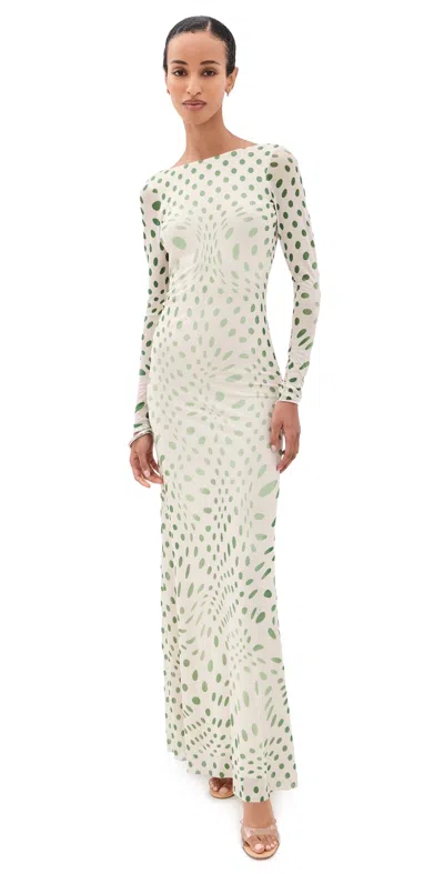 Afrm Talmo Dress Olive Shaping Dot In Neutral