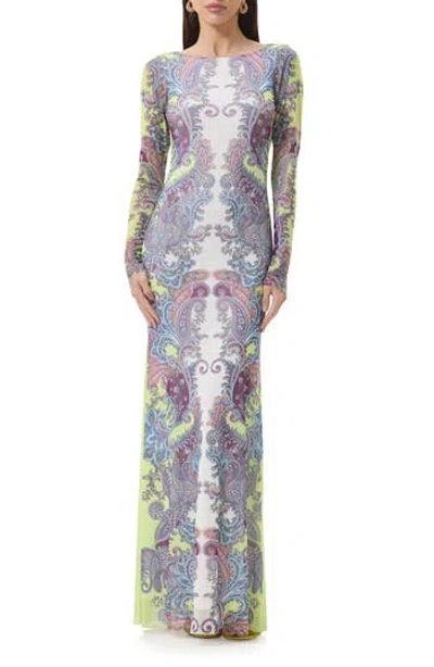 Afrm Talmo Long Sleeve Maxi Dress In Citrus Paisley
