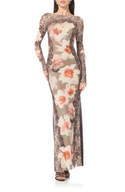 Afrm Talmo Long Sleeve Maxi Dress In Pink