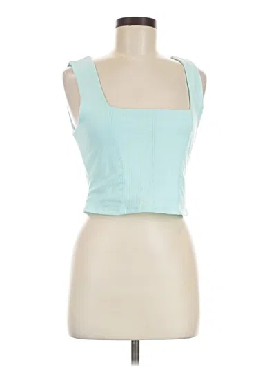 Pre-owned Afrm Tank Top Teal Strapless Neckline Tops