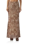 AFRM AFRM TEGAN ANIMAL PRINT MESH MAXI SKIRT