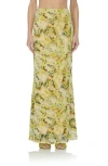 Afrm Tegan Print Mesh Maxi Skirt In Green