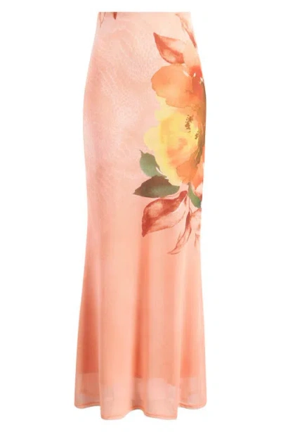 Afrm Tegan Printed Mesh Maxi Skirt