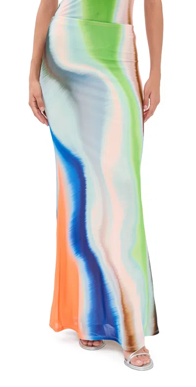 Afrm Tegan Skirt Watercolor Abstract In Multi