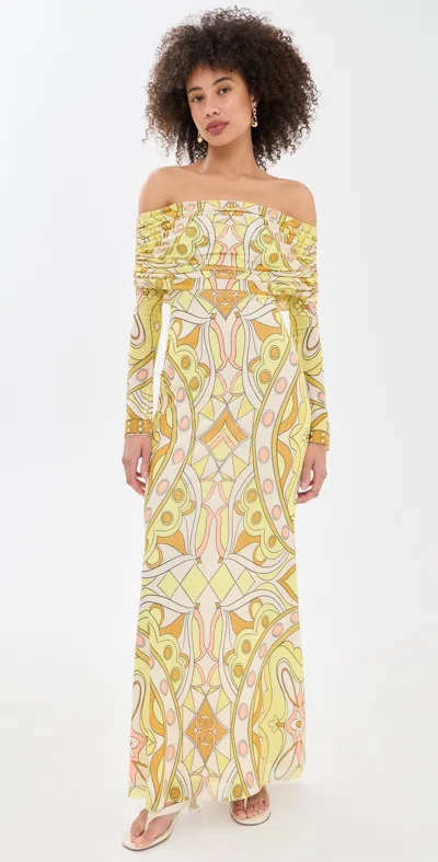 Afrm Thelma Dress Geo Scarf In Yellow