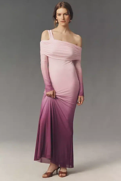 Afrm Tina Mesh Off-shoulder Maxi Dress In Pink