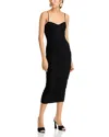 Afrm Tosca Ruched Lace Midi Dress In Noir