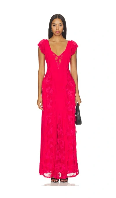 Afrm Trista Ruffle Dress In Red
