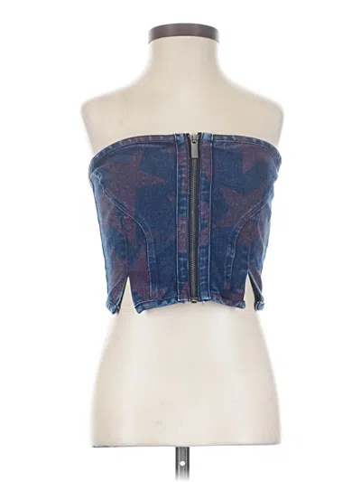 Pre-owned Afrm Tube Top Blue Strapless Neckline Tops