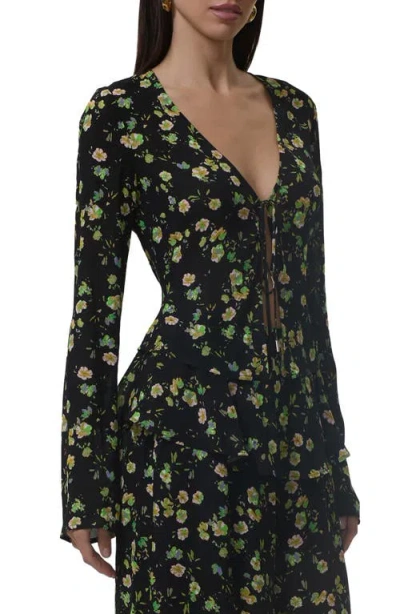 Afrm Tyra Tie Front Top In Black