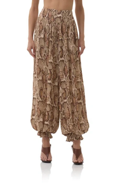 Afrm Vesper Snakeskin Print Pants In Multi