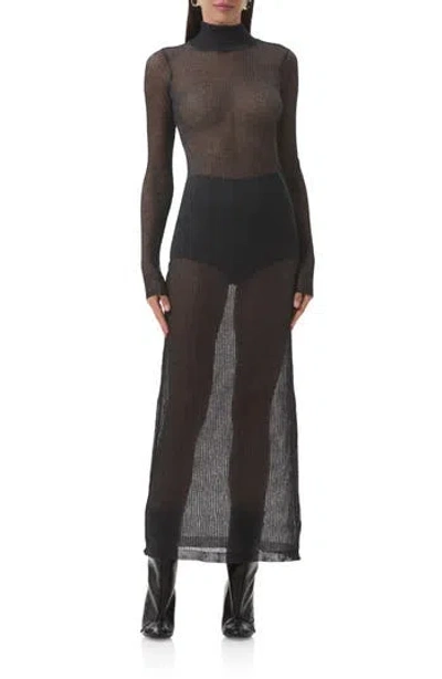 Afrm Vilas Long Sleeve Sweater Dress With Shorts In Black