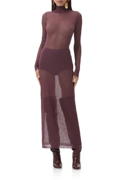 Afrm Vilas Long Sleeve Sweater Dress With Shorts In Purple