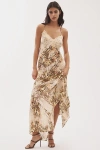 Afrm Vince Lace-trim Asymmetric Slip Maxi Dress