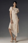 Afrm Vittoria Floral Cowl Back Midi Dress In Beige