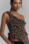 Afrm Vivica Ruffle One-shoulder Sleeveless Top In Multicolor