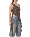 Afrm Vivica Ruffle One-shoulder Sleeveless Top In Spring Ditsy