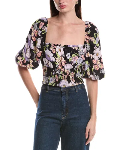 Afrm Waverly Puff Sleeve Top In Black