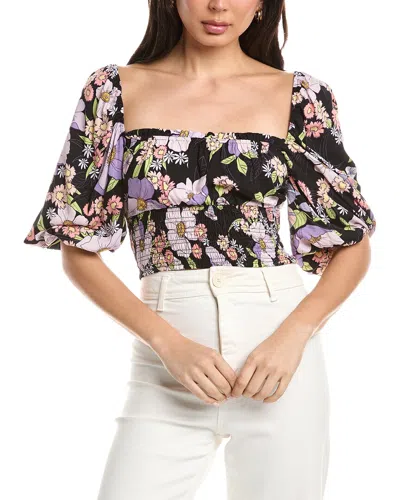Afrm Waverly Puff Sleeve Top In Black