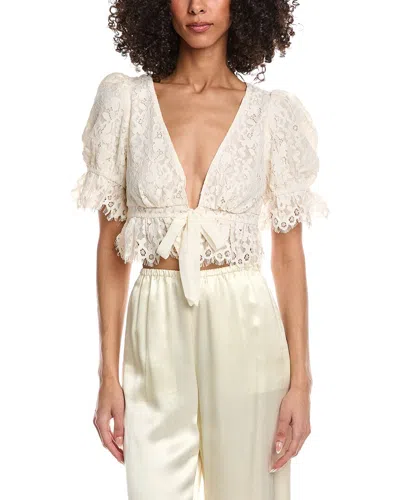 Afrm Wayla Lace Tie Front Top In White