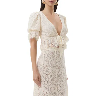 Afrm Wayla Puff Sleeve Lace Babydoll Top