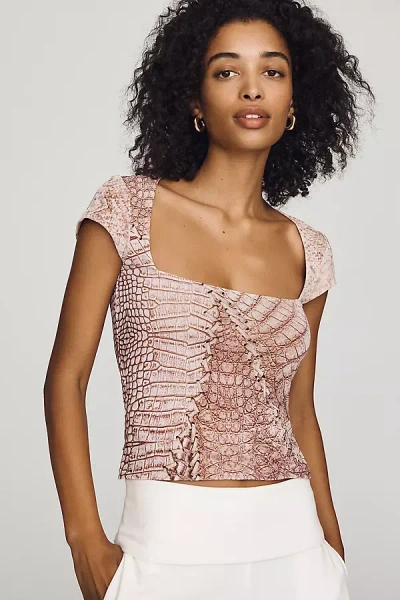 Afrm Winona Mesh Top In Brown