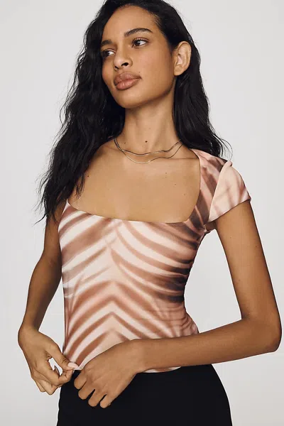 Afrm Winona Mesh Top In Brown