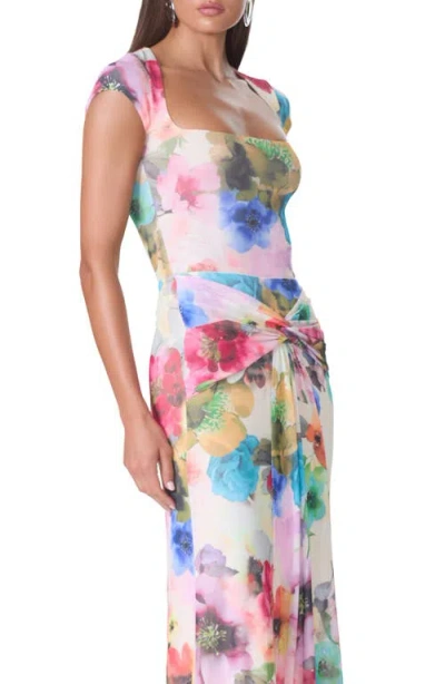Afrm Winona Square Neck Cap Sleeve Top In Multi