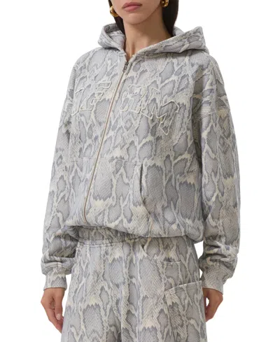Afrm Women's Cameron Long-sleeve Front-zipper Hoodie In Silver Snake