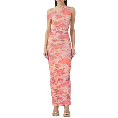 Afrm Off-the-shoulder Ruched Maxi Dress In Nude Marble