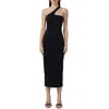 Afrm One-shoulder Knit Midi Dress In Black