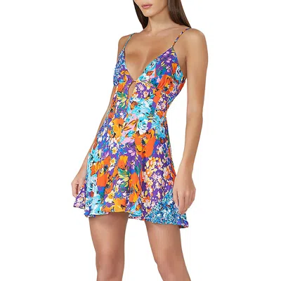 Afrm Womens Mini Floral Print Fit & Flare Dress In Multi