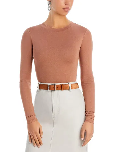 Afrm Womens One Piece Crew Neck Bodysuit In Brown