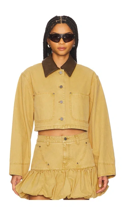 Afrm Wrenley Cropped Jacket In Beige Khaki