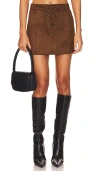 Afrm X Revolve Benji Mini Skirt In Mocha Brown Suede