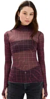 Afrm Zadie Print Turtleneck Mesh Top In Twisted Plaid
