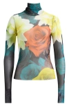 Afrm Zadie Floral Mesh Top In Multi