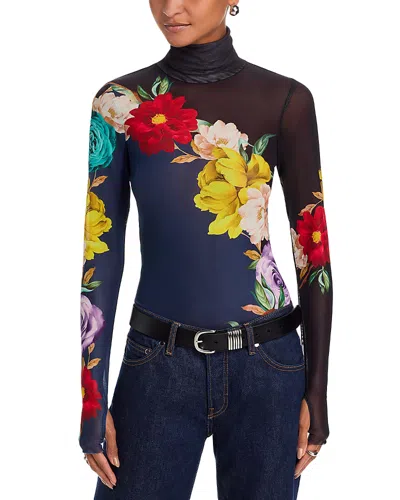 Afrm Zadie Floral Mesh Top In Multi