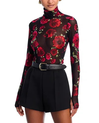 Afrm Zadie Floral Print Mesh Top In Multi