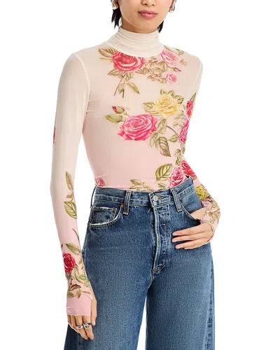 Afrm Zadie Mesh Top In Falling Rose