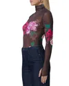 Afrm Zadie Print Turtleneck Mesh Top In Snake Floral