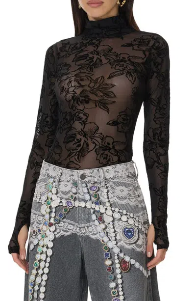 Afrm Zadie Mock Neck Top In Black