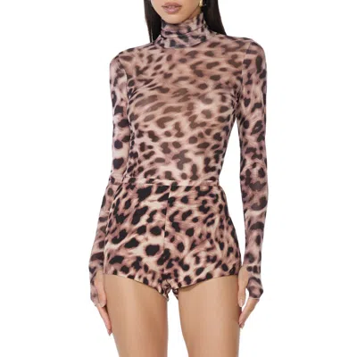 Afrm Zadie Mock Neck Top In Animal Print