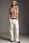 Afrm Zadie Plus Long-sleeve Turtleneck Mesh Top In Neutral