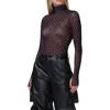Afrm Zadie Print Turtleneck Mesh Top