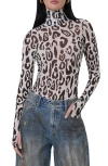 Afrm Zadie Print Turtleneck Mesh Top
