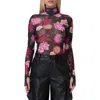 Afrm Zadie Print Turtleneck Mesh Top