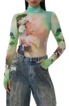 Afrm Zadie Print Turtleneck Top In Sunbeam Floral