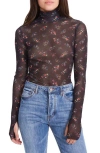 Afrm Zadie Semi Sheer Turtleneck In Black