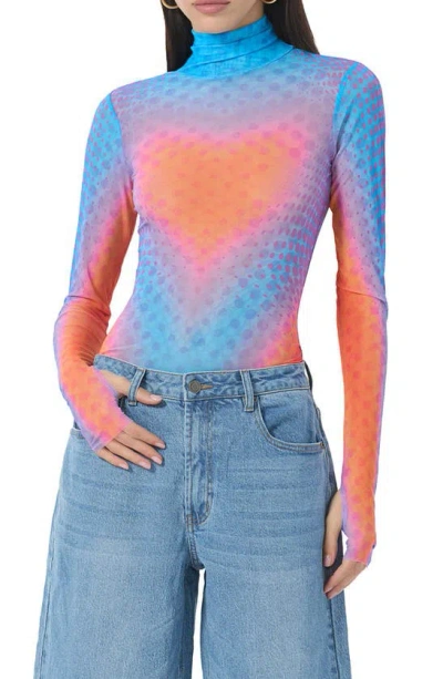 Afrm Zadie Semi Sheer Turtleneck In Multi